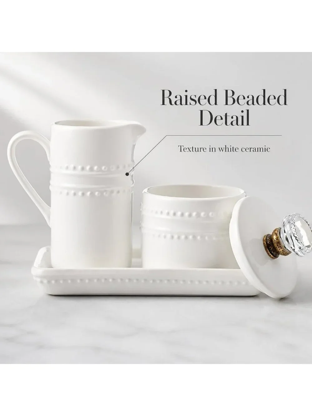 Farmhouse Vintage Cream and Sugar Set - Rustic Doorknob Design, One Size, White